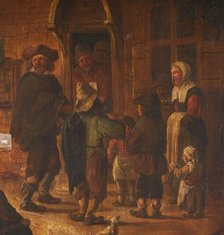 Beggars at the door of the inn, in the style of Adriaen van Ostade. Creator: Unknown.