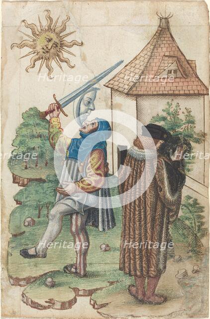 Speak Not Against the Sun and "Do Not Make Water Facing the Sun" [fol. 39 recto], c. 1512/1515. Creator: Unknown.