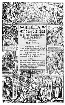 Title page of the Coverdale Bible, 1535 (1926). Artist: Unknown