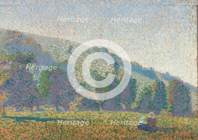 Two Breton women in a meadow, 1886. Artist: Bernard, Émile (1868-1941)