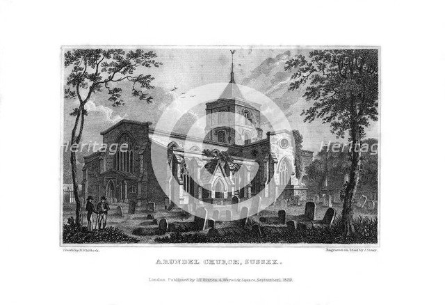 Arundel Church, West Sussex, 1829.Artist: J Shury