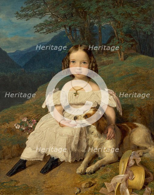 Portrait of Countess Julia Alexandrovna Apraxina (1830-1917) as child, 1835. Creator: Waldmüller, Ferdinand Georg (1793-1865).