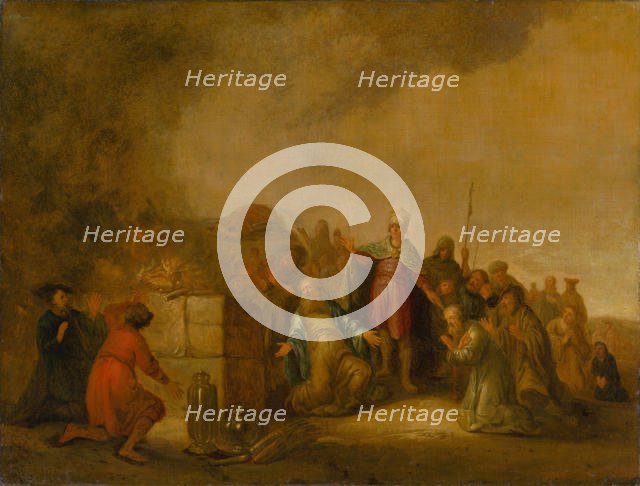 Elijah's sacrifice on Mount Carmel, 17th century. Creator: Wet, Jacob Willemsz de, the Elder (ca. 1630- after 1675).