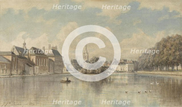 Hofvijver in The Hague, 1870. Creator: Johannes Josephus Destree.