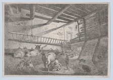 Interior of a Barn with Milkmaid, ca. 1800., ca. 1800. Creator: Anon.