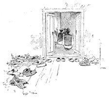 Ten Days in Bosnia: at the door of a mosque, 1895. Creator: Unknown.