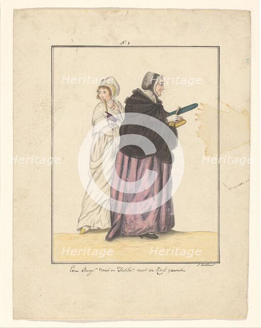 Mother and daughter on the way to church, 1803-c.1899.  Creator: J. Enklaar.