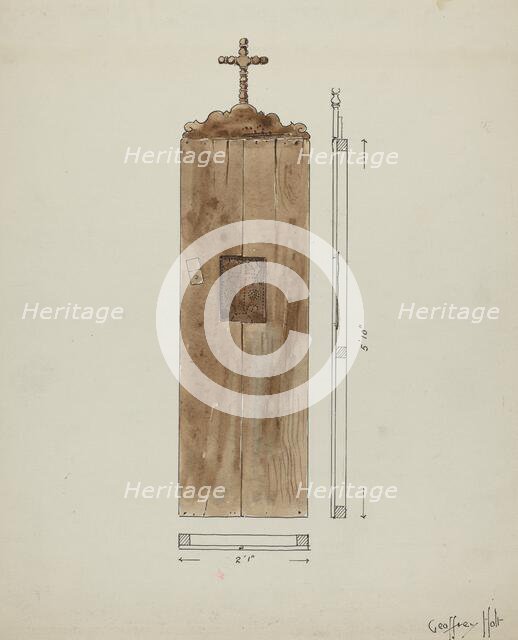 Side of Original Confessional, c. 1936. Creator: Geoffrey Holt.