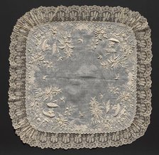 Embroidered Handkerchief, 1857. Creator: Unknown.