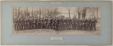 Panorama: group portrait of soldiers from Commander Poisson's 100th Battalion, 1870. Creator: Andre-Adolphe-Eugene Disderi.