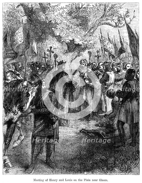 The meeting of King Henry III of England and King Louis IX of France on the plain near Gisors. Artist: Unknown