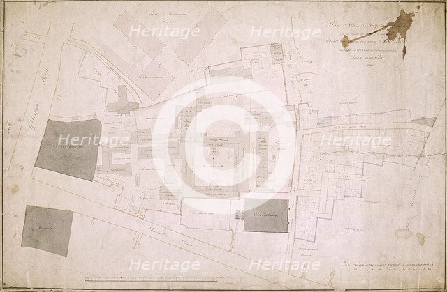 Plan of Christ's Hospital, Newgate Street, London and its adjoining estate, 1819.  Artist: Anon