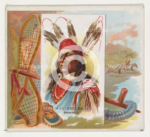 Rushing Bear, Pawnee, from the American Indian Chiefs series (N36) for Allen & Ginter Ciga..., 1888. Creator: Allen & Ginter.