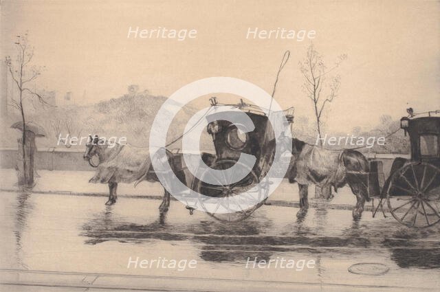 Sous la Pluie, 1906. Creators: Jean Francois Raffaelli, Jean-François Raffaëlli.