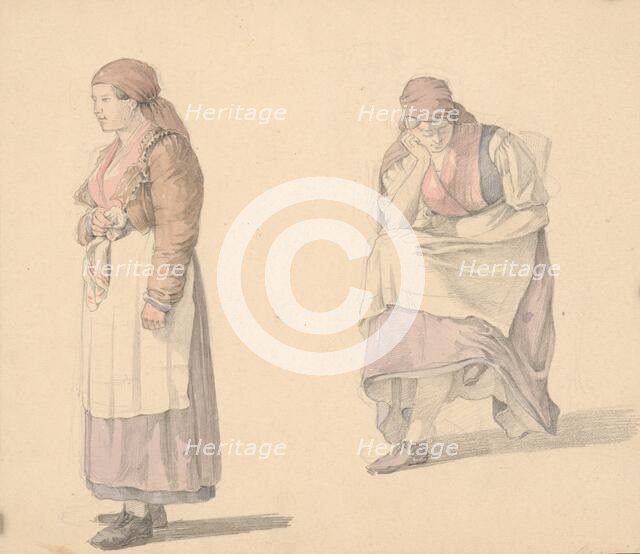 Study of a standing and seated woman, 1839-1845. Creator: Karoly Lajos Libay.