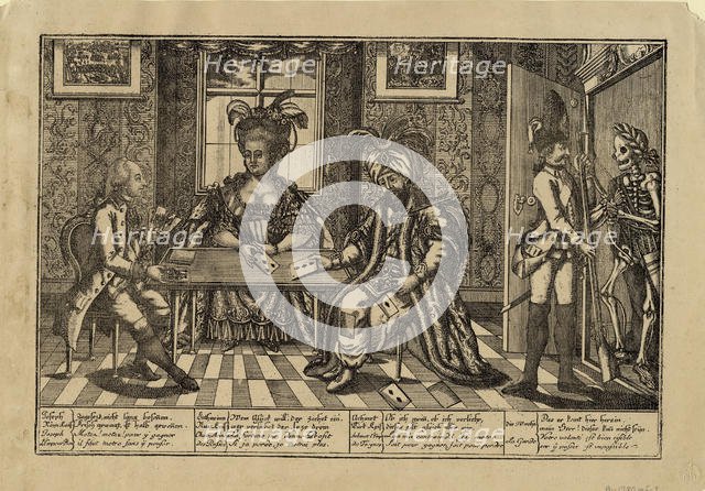 Joseph II, Catherine the Great and Sultan Abdul Hamid I playing cards, c. 1780. Artist: Anonymous  