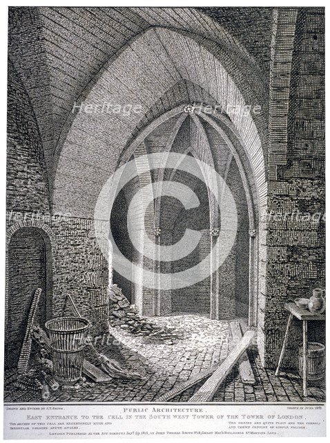 East entrance to the cell in the south-west tower of the Tower of London, 1802. Artist: John Thomas Smith