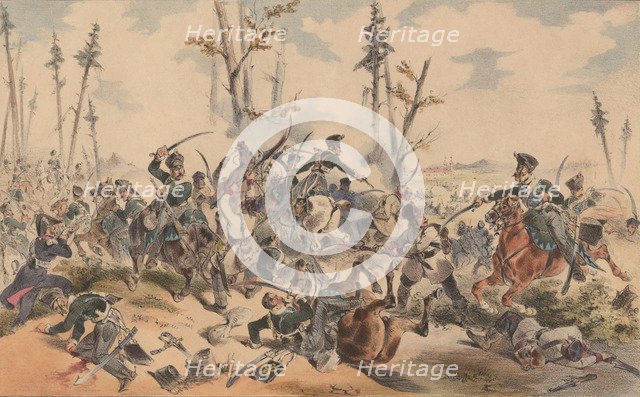 Fight between Russian hussars and Polish insurgents, 1835.