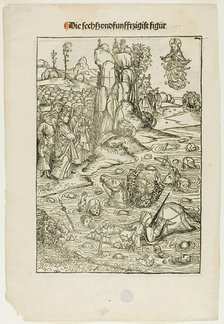 Pharoah and His Host Perishing in the Red Sea (verso); The Freeing of King Joachim..., 1491. Creator: Michael Wolgemut.