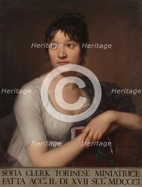Portrait of the painter Sofia Clerk (1778-1829), 1801. Creator: Cherubini, Giovanni Domenico (1754-1815).