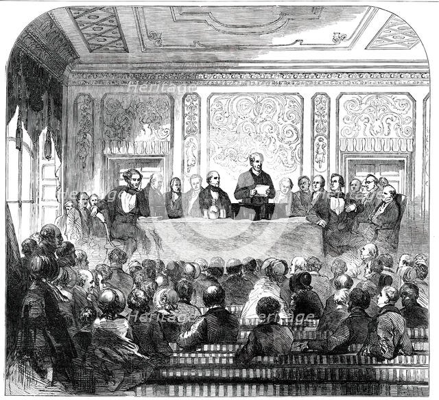 Meeting...for the Erection of a Memorial to the late Sir Robert Peel, 1850. Creator: Unknown.