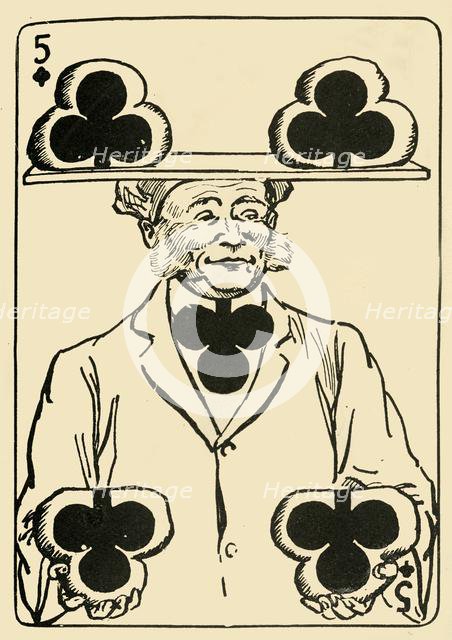 '"The Prosperous Baker" on the five of clubs', 1910.  Creator: A Hogg.