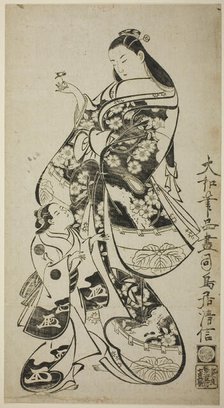 A Courtesan with Her Child Attendant, c. 1715. Creator: Torii Kiyonobu I.