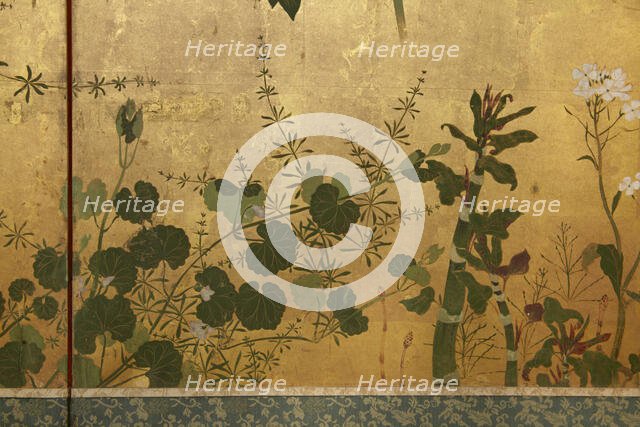 Screen with spring and summer flowers, 1st half of the 18th century. Creator: Watanabe Shiko.