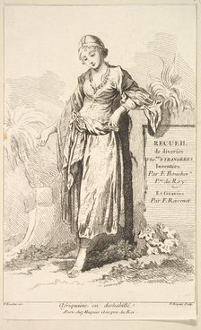 Afriquaine en deshabillé, from Recueil de diverses fig.res étrangeres Inventées pa..., 18th century. Creator: Simon François Ravenet.