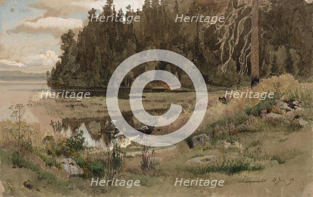 Beach landscape from Leppalahti, 1859. Creator: Werner Holmberg.