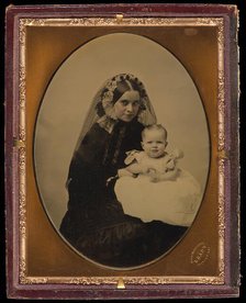 Portrait of a woman and child, about 1851. Creator: Mathew Brady.