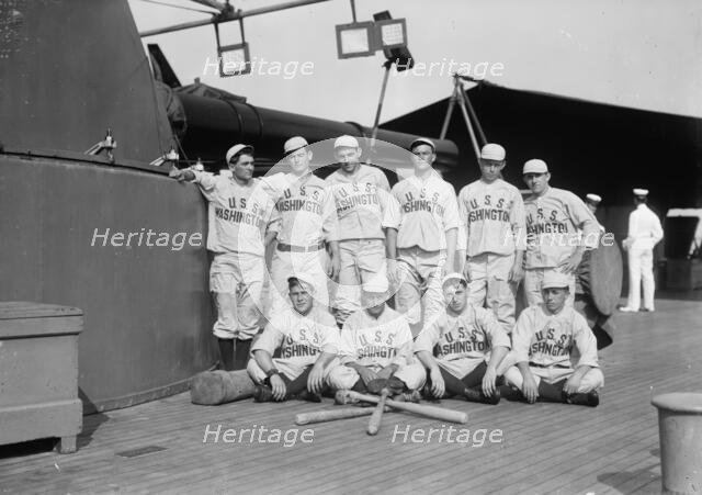 Baseball team on ship named WASHINGTON (baseball), c1911. Creator: Bain News Service.