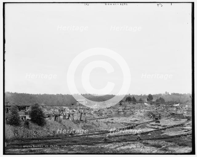 Stone quarry at Pearl, Illinois, between 1890 and 1901. Creator: Unknown.