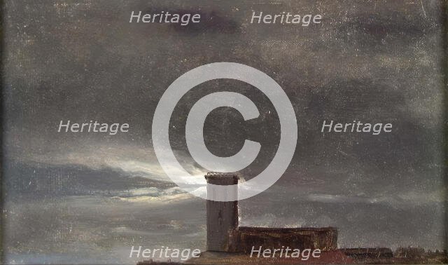 Clouds over a Building with a Tower, c1810-1850. Creator: Johan Christian Dahl.