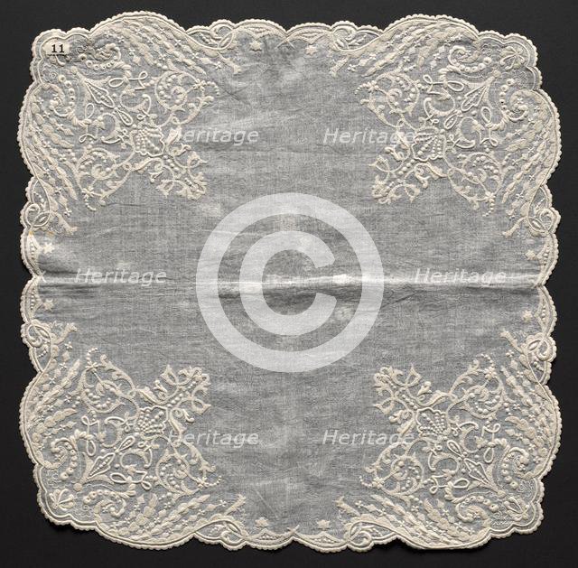 Embroidered Handkerchief, 1800s. Creator: Unknown.