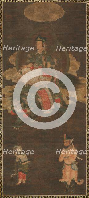 Shakyamuni Triad: Buddha Attended by Manjushri and Samantabhadra (Bodhisattva with Lion), late 1300s Creator: Unknown.