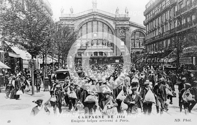 Belgians arriving in Paris, 1914. Artist: Unknown