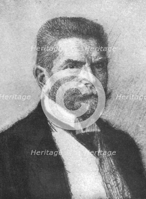 ''Le Docteur Kramarz, chef politique tcheque, condamne a mort par les juges autrichiens', 1916. Creator: Max Svabinsky.