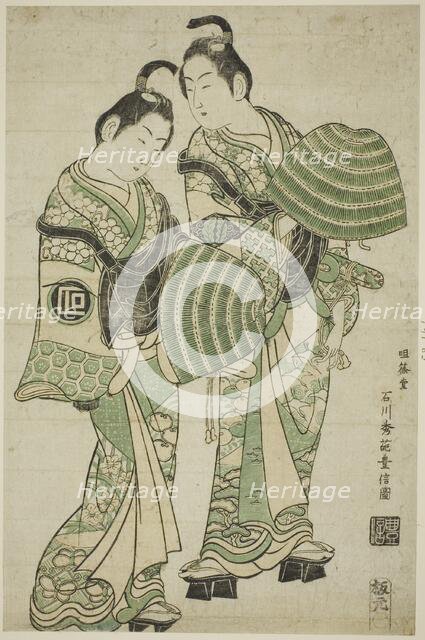 The Actors Onoe Kikugoro I and Sanogawa Ichimatsu I dressed as mendicant monks..., c. 1749. Creator: Ishikawa Toyonobu.