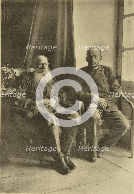 Russian author Leo Tolstoy with his son Leo, Russia, 1899. Artist: Sophia Tolstaya