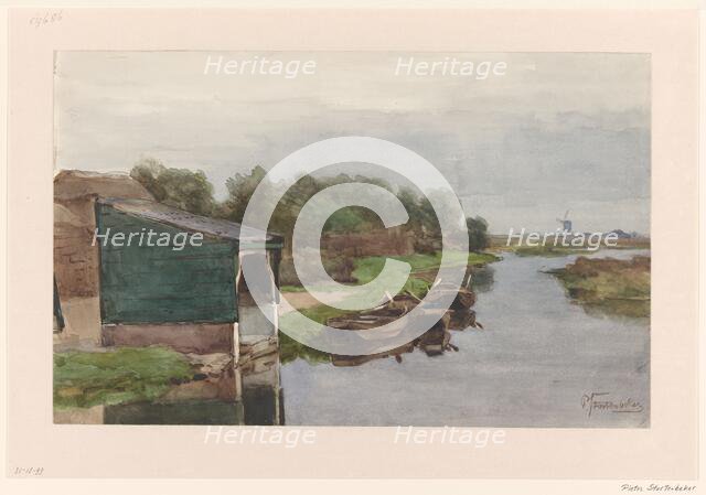 Boats at Wetering, 1838-1892. Creator: Pieter Stortenbeker.