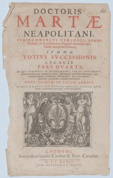 Title page vignette for 'Doctoris Martae Neapolitani', 1627. Creator: Charles Audran.