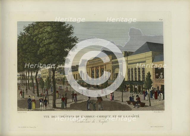 Vue des théâtres de l'Ambigu-comique et de la Gaîté, boulevard du Temple, 1817-1824. Creator: Courvoisier-Voisin, Henri (1757-1830).