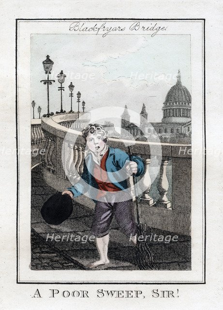 'A Poor Sweep, Sir!', Blackfriars Bridge, London, 1805. Artist: Unknown