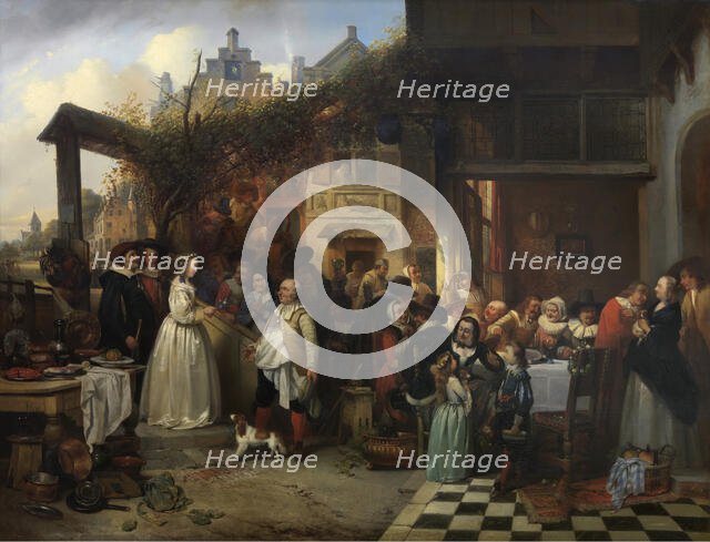 Wedding in Flanders in the Seventeenth Century, 1839. Creator: Jan August Hendrik Leys.