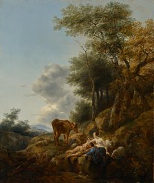 Landscape with a Nymph and a Satyr, 1647 ?. Creator: Nicolaes Berchem.