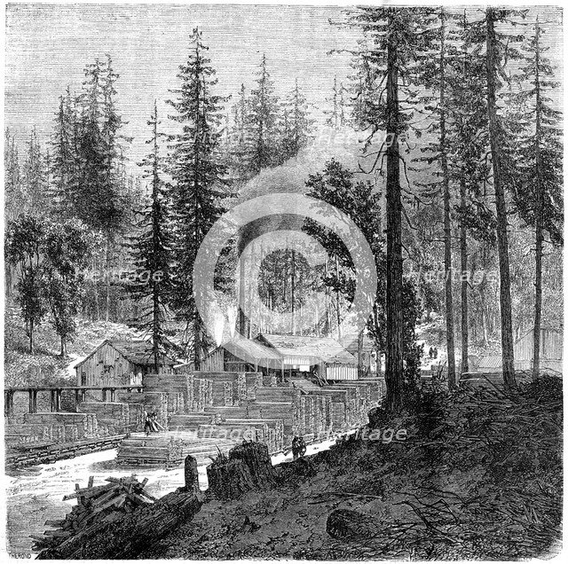 'Sawmill', California, 19th century.Artist: Theroud