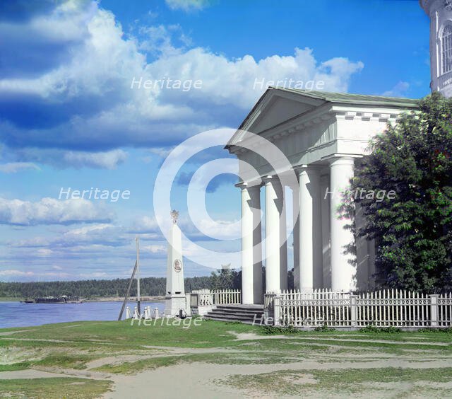 Monument outside the cathedral [the Cathedral of Saints Peter and Paul, Lodeynoye Pole..., 1915. Creator: Sergey Mikhaylovich Prokudin-Gorsky.