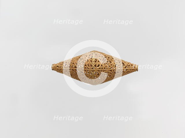 Biconical Bead with Scrolls, Egypt or Syria, 11th century. Creator: Unknown.