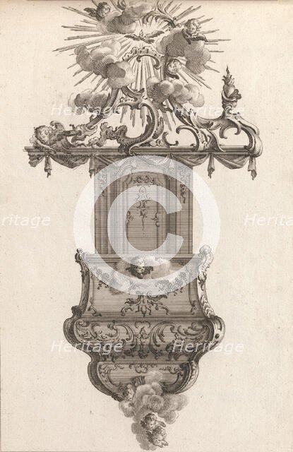 Design for a Pulpit, Plate 4 from an Untitled Series of Pulpit Designs, Pri..., Printed ca. 1750-56. Creator: Carl Pier.